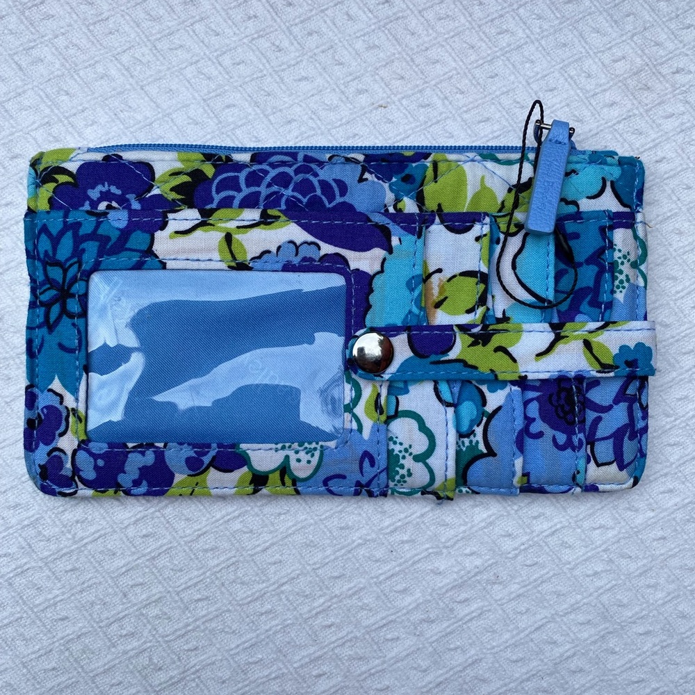 VERA BRADLEY floral quilted blue wallet
